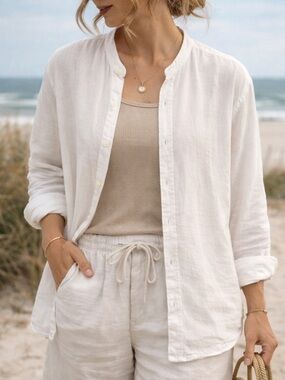 Club‎ Room XL Linen Button Up Shirt Long Sleeve Resort Coastal Minimalist Beachy